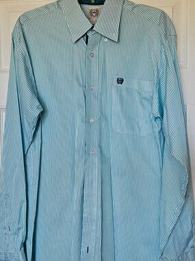 Cinch Green Stripe Button Down Shirt – Size Small – Western Style